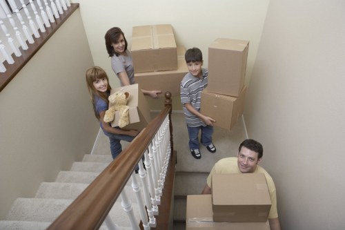Residential moving support in Queens Park with labelled boxes